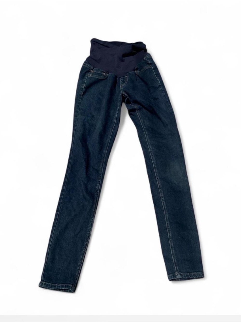 Indigo Blue Women's Maternity Dark Blue Stretch Denim Jeans with Overband